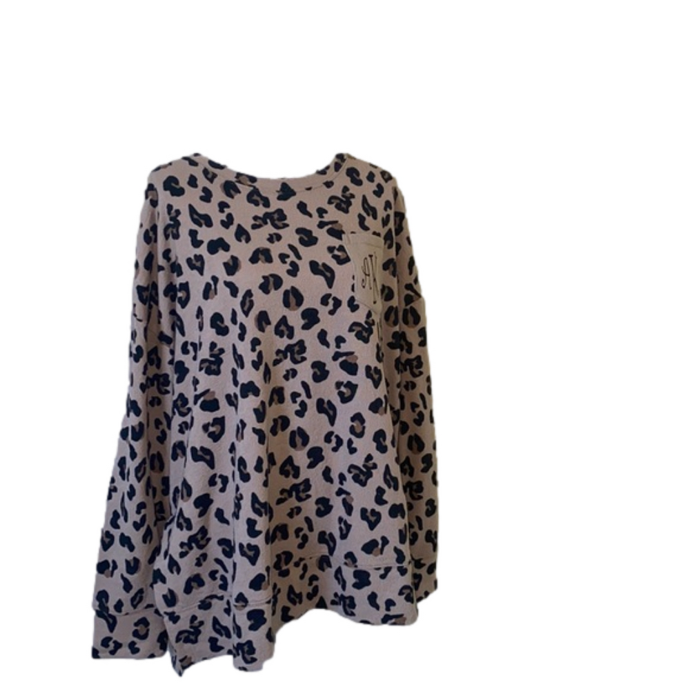 Marleylilly Top Leopard Print with Monogram AMK Print 2XL/3XL NWT